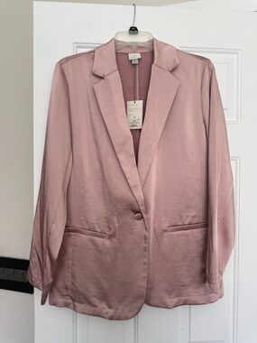 a new day Blush Pink Single-Button Satin Blazer